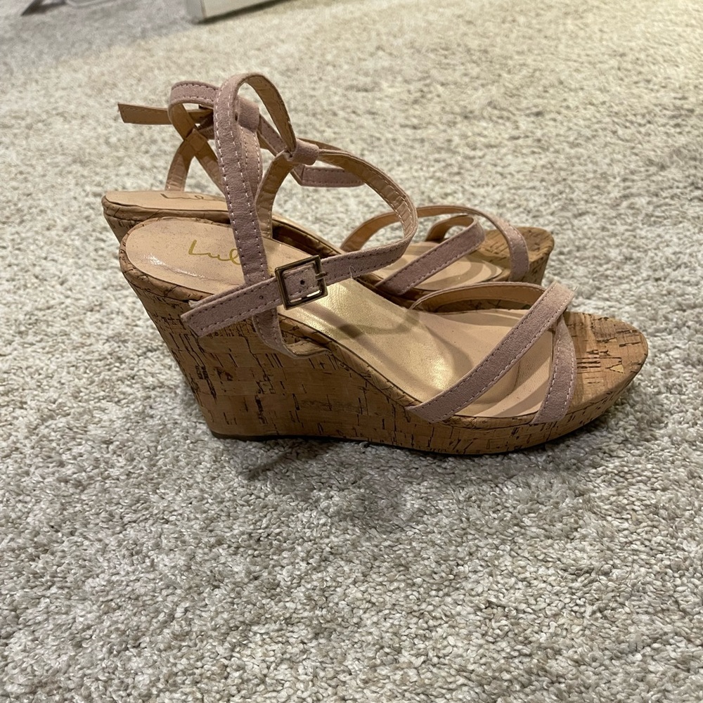 Lulus blush/nude wedge sandals size 8.5